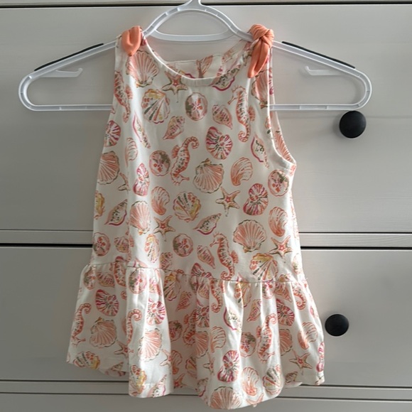 Seashell Print Girls Sleeveless Summer Dress Cream and Orange Size 5/6 - Picture 2 of 9